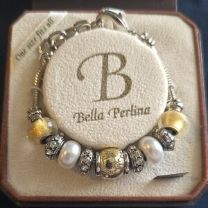 Bella Perlina Silver and Gold Charm Bracelet